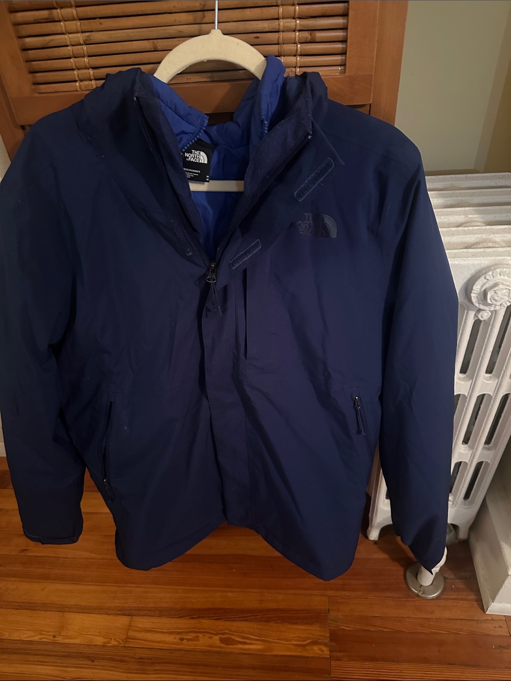 The North Face Navy Blue Men’s Multi-Layer Zip-Apart Ski Jacket with Hood